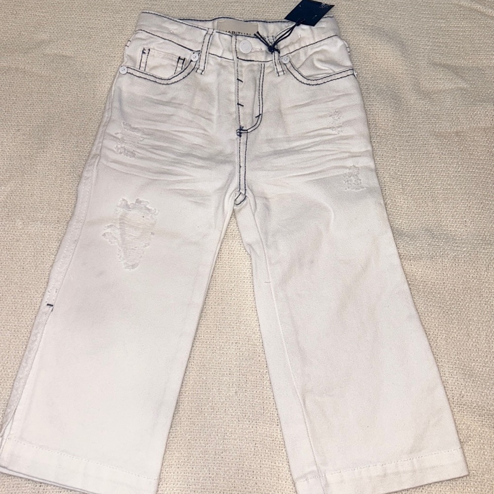 Habitual Girls Distressed Wide Leg White Jeans size 4/5 NWT